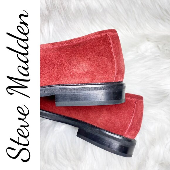 NWOB STEVE MADDEN MADISON RED SUEDE LEATHER LOAFER RESORT ELEGANT, WOMEN’S 9.5 - Picture 10 of 14